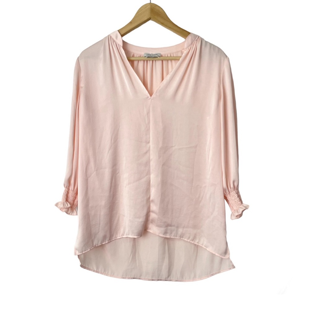 Larkin Hughes Light Pink V Neck Satin Blouse Size XS